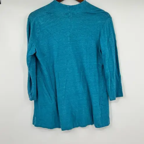 Habitat 100% Linen Knit Cardigan Sweater in Blue Green #29426 Size small