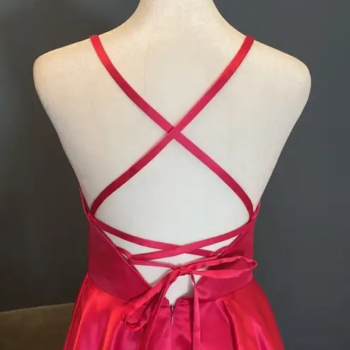 Women’s Short Pink Prom Party Homecoming Dress Criss Cross Back Ties Size 0 NWOT
