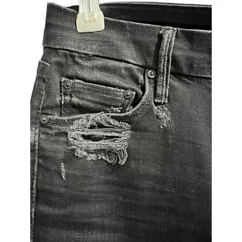 Mother The Looker Destroyed Ride Straight Ankle Black Jeans Women's Size 25