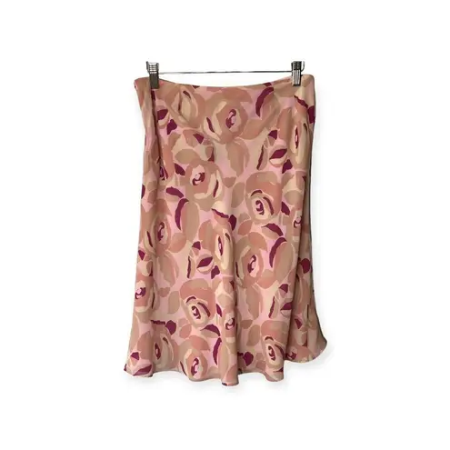 Nine West  Size 8P Women's Pink Floral Flared Knee Length Skirt