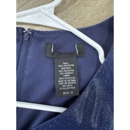 CITY STUDIO Junior Stretch Lined Sleeveless V Neck Short Party Fit + Flare Dress Blue Size undefined