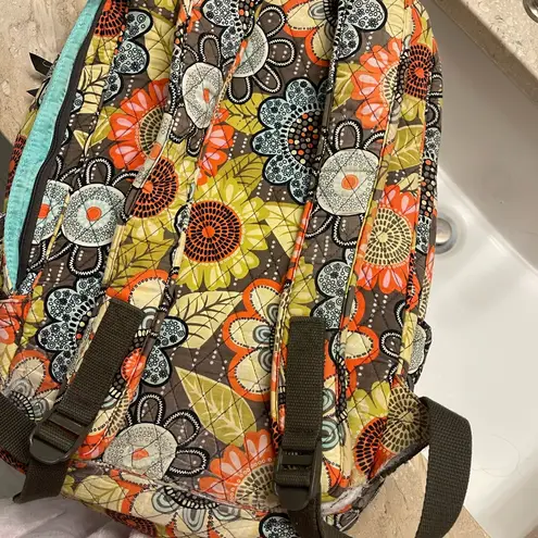 Vibrant Floral Quilted Backpack Orange