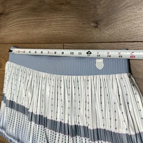 K-Swiss High Rise Pleated Pocket Tennis Skirt Skort Blue White Size Medium