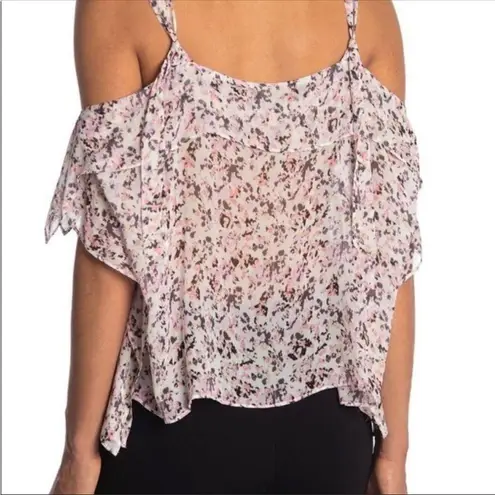 ALLSAINTS NEW ALL SAINTS MIO FREEFALL SHEER CHALK WHITE DITZY FLORAL ASYMMETRICAL TOP S