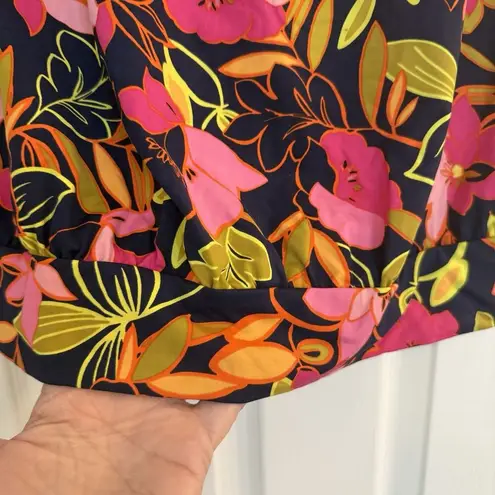 Land’s End Sz 10 Tankini Top Deep Sea Jungle Print Blouson Floral Halter Summer