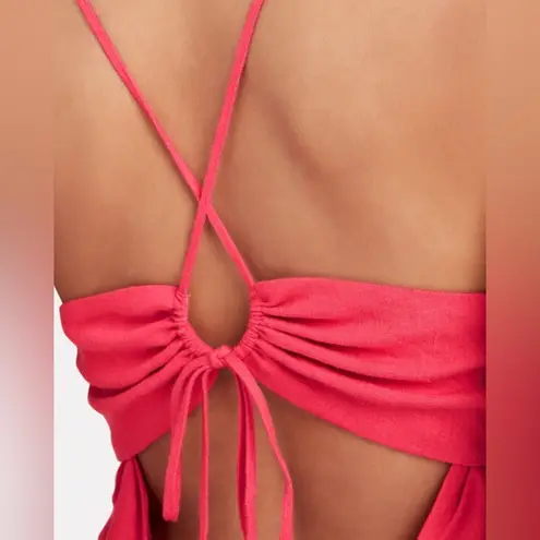 Intermix Josephine linen maxi dress in coral pink