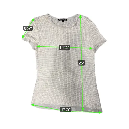 Albert Nipon Top Womens Size 6 Knit Short Sleeve Neutral Blouse White