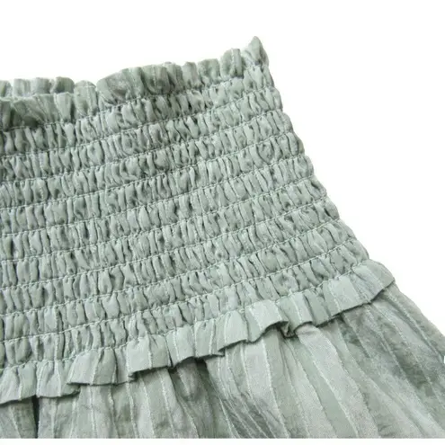 NWT Hill House Delphine Nap in Soft Green Smocked Tonal Seersucker Midi Skirt L Size L