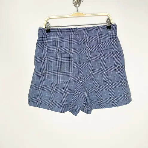 Ganni Womens Shorts High-Waisted Mini Suit Dress Plaid Forerver Blue Size 40 NWT