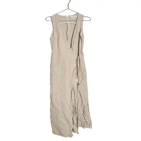 ROSETTA GETTY Beige Oatmeal Linen Blend Sleeveless V