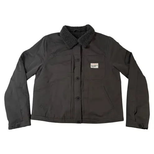 Roark Womens Open Roads Sherpa Lined Trucker Jacket Dark Gray Brownish Small Brown