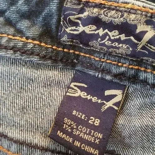 Seven7 High Rise Slim Flare Jeans Women’s Size 28 Blue Stretch Denim