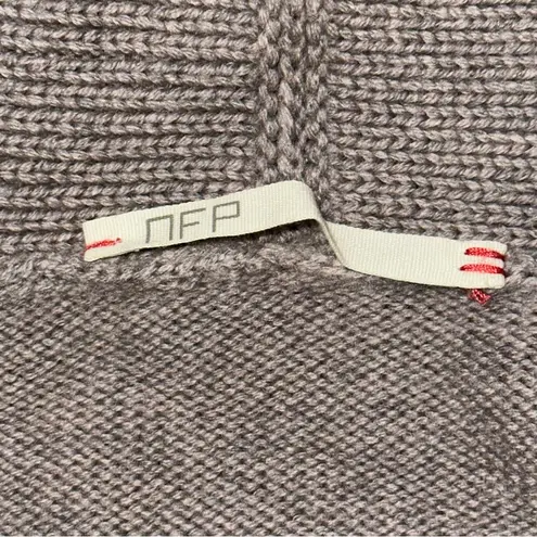 NFP Studio Women’s 4 L Taupe Gray Merino Wool Knit Convertible Sweater Cardigan Size L