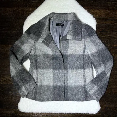 Talbots  Gray Buffalo Plaid Wool Blend Jacket