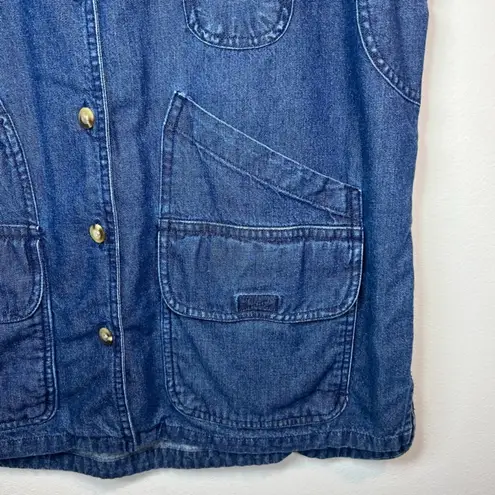 TravelSmith Women's Utility Vest Blue Denim Buttons Pockets Fishing Hiking Large
