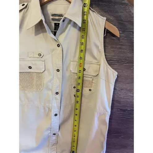 Ralph Lauren Vintage Lauren  Vest Womens Medium Safari Utility Khaki Crochet