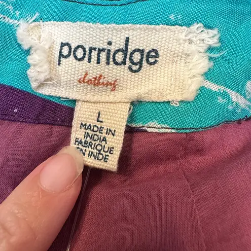 Anthropologie  Porridge Elesa Ruched Mini Skirt Purple & Teal Boho Size Large NWT