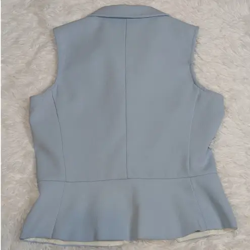 Mystic 90s Collared Button Front Vest Peplum Waist Light Blue Size Large