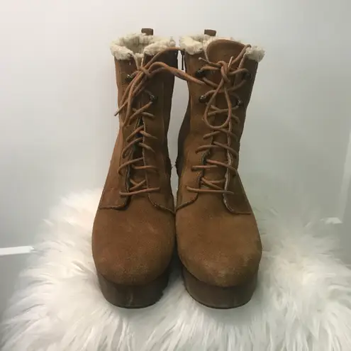 Ralph Lauren Denim Supply  Suede leather Shearling Lace-Up boots Booties size 9.