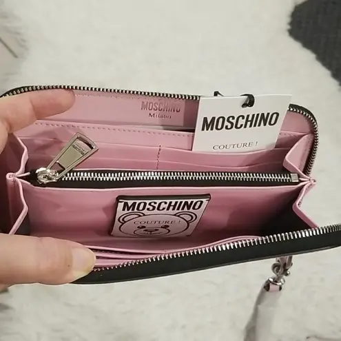 Moschino 💕💕 Space Ship Bear Zip Around Wallet Pink NWT 100% Leather