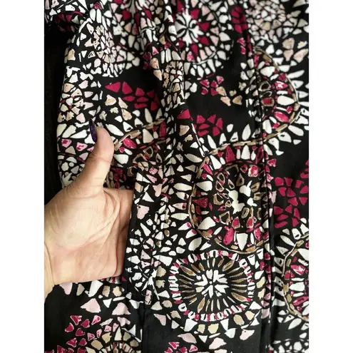 Christopher & Banks Black/Brown/Burg Medallion Jacket Zip Up Pockets Size M