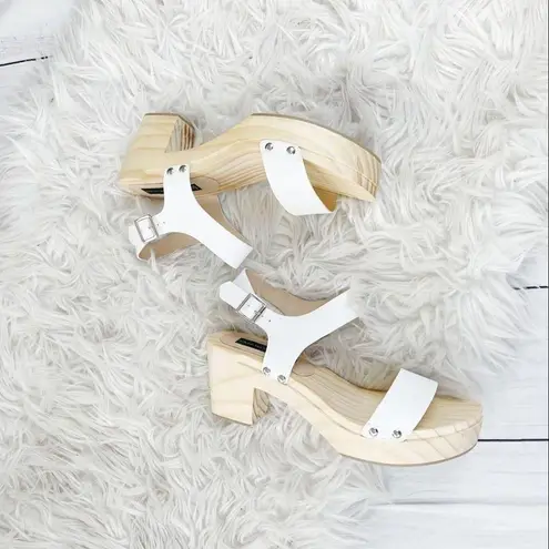 Steven By Steve Madden  White Fabee Clog Buckle Ankle Strap Sandals Size 11