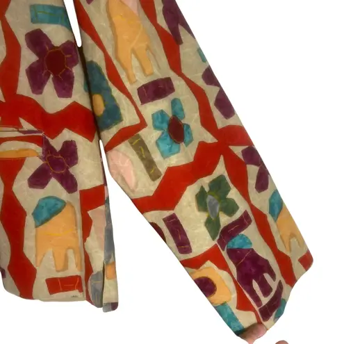 VTG New Identity Women's Jacket Size M Colorful Appliqué Cotton Boho India Size M
