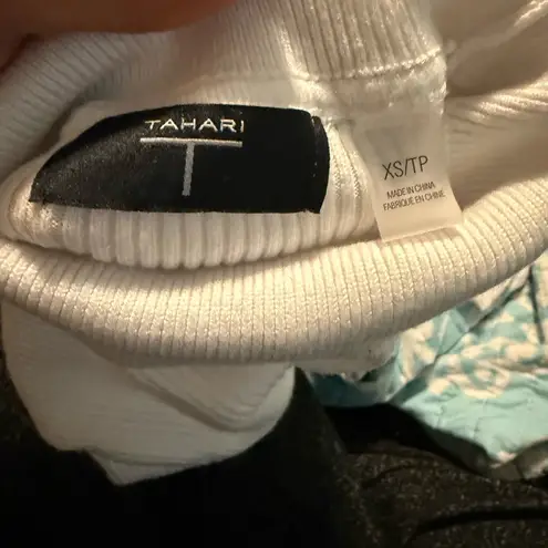 Tahari  White Ribbed Knit Top thumbnail 4