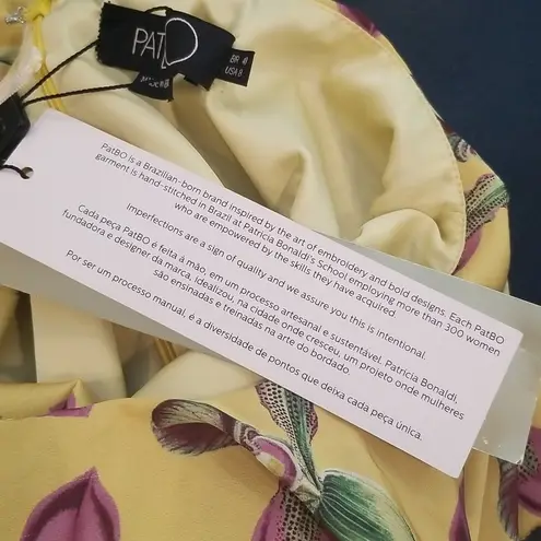 💕PATBO💕 One Shoulder Tiered Ruffle Midi Dress ~ Bright Yellow Print 8 NWT