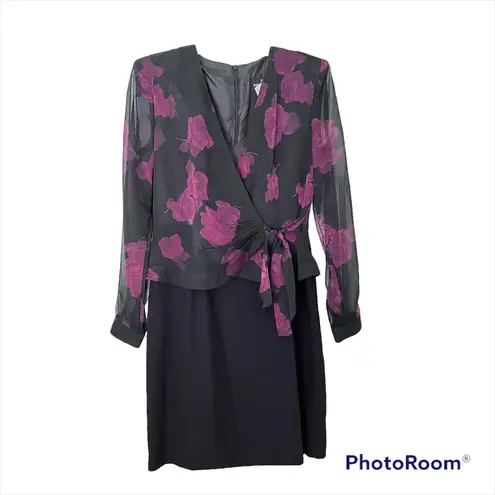 Formal cocktail wrap dress black and burgundy wedding size 6