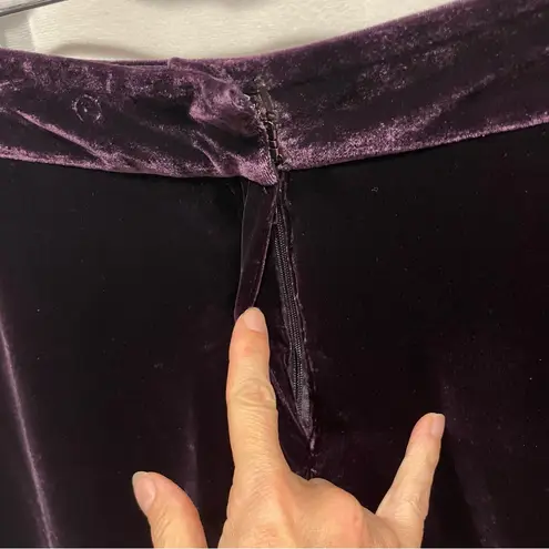 Rafaella Deep purple rain velvet whimsigoth holiday swanky silk wide leg pants NWT