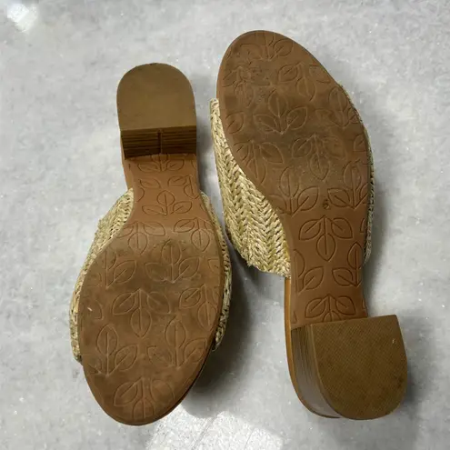 Melrose Ave. Los Angeles Women's Faux Raffia Block Heel Slide Sandals size6 Tan Size 6
