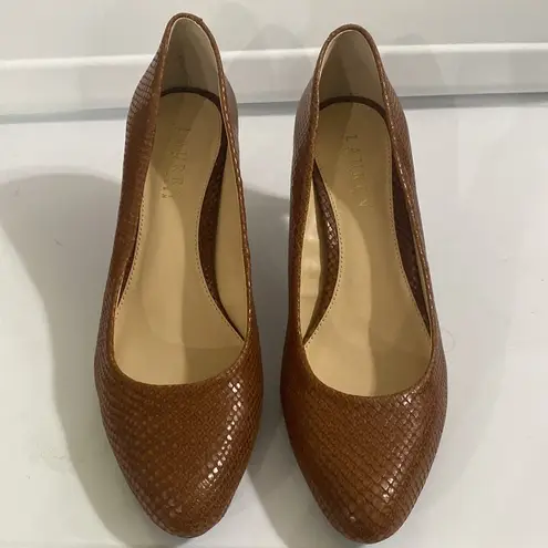 Ralph Lauren New Lauren  Harper brown snakeskin effect almond toe pumps size 8