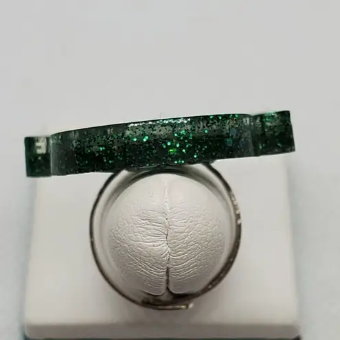 Halloween Green Sparkly Ghost Adjustable Ring Green
