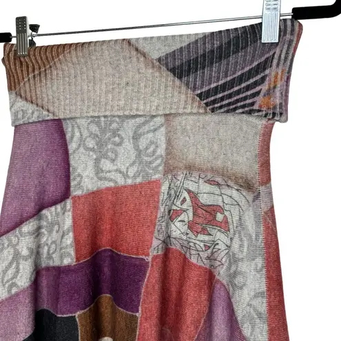 Etro Art Deco Wool Cashmere Silk Skirt IT44 US 8 Purple