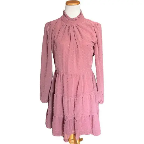 NWT Womens Francesca’s Collections Trixxi Chiffon Clip Swiss Dot Dress