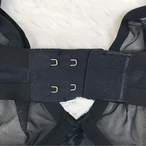 New CUUP The Plunge Mesh Bra Black Size 30F 30DDD Sheer Underwire Unlined