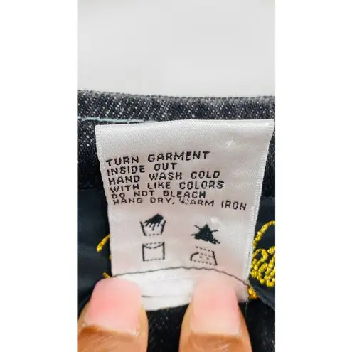 Bob Mackie Wearable Art Vintage Embroidered Black Denim Jacket Small Maximalist