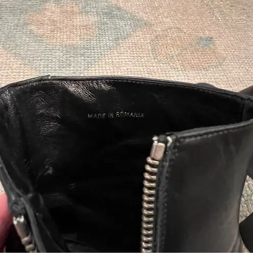 Karl Lagerfeld Black Leather Heeled Ankle Booties with Toe Embellishment | 6