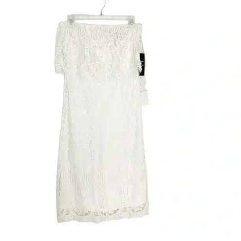 NWT Lulus Delia White Lace Strapless Midi Dress Bridal Party Size S