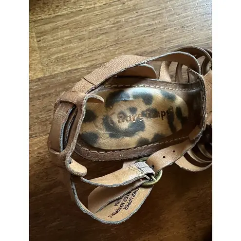 Baretraps Sandals Womens 7.5 M Ivania Gladiator Wedge Brown Leather Casual