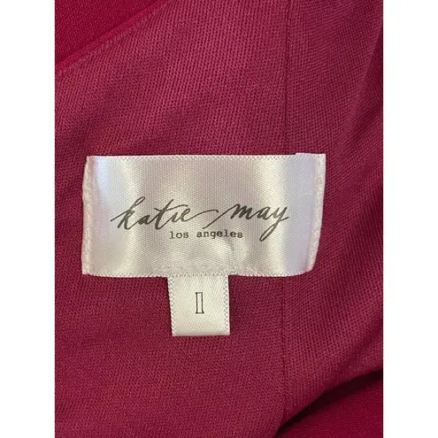 Katie May Edgy Asymmetrical One-Shoulder Gown Magenta Womens Size Large