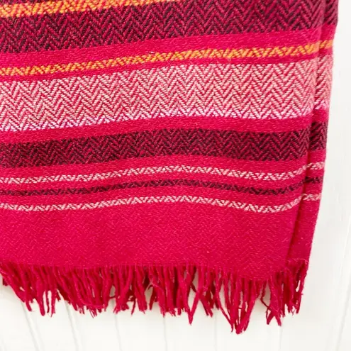 Requirements Vintage Red Wool Blend Aztec Print Fringe Hem Midi Skirt Size 10