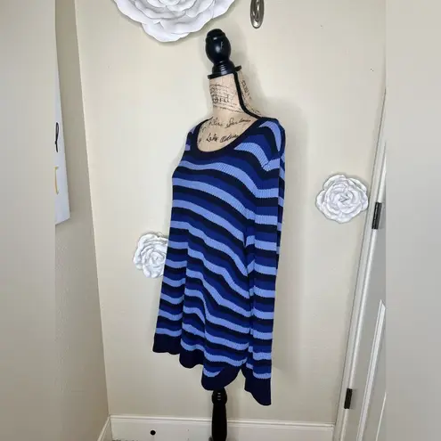Lane Bryant NTM: Horizontal Stripes Multi Blue Color Oversized Sweater Sz 22/24