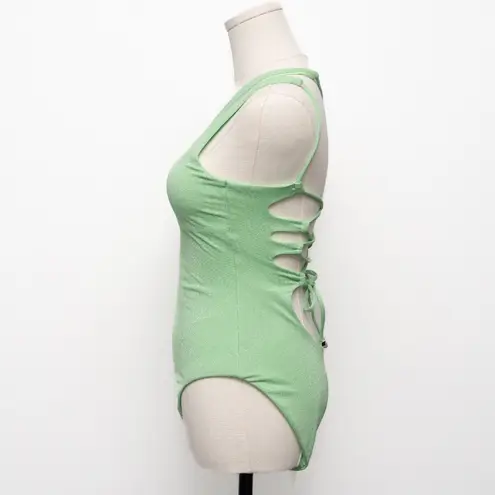 Becca - Glimmer One-Shoulder One Piece Swimsuit in Sparkling Lime Green