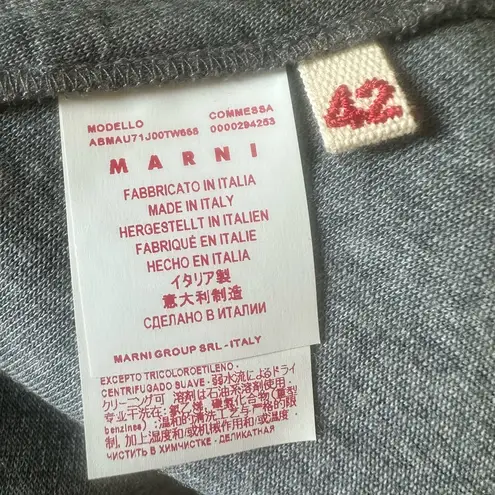 Marni Gray Tunic Dress Wool Sideswept Hem Symmetrical Minimalist IT 42/US 6 Silver