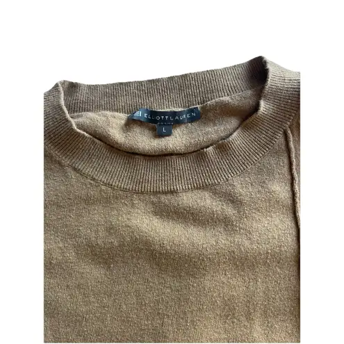 Elliot Lauren Tan Sweater Size L Cotton Cashmere Minimalist Preppy Casual Cozy Brown Size L