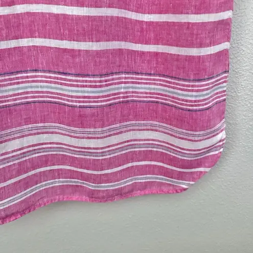 Talbots  | Pink Blue White Stripe Striped Blouse Cap Sleeve Tunic Linen | Size Me