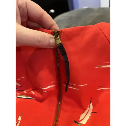 Maeve Sz 6 Anthropologie Sleeveless Dress Sailboats Red White Coastal Preppy