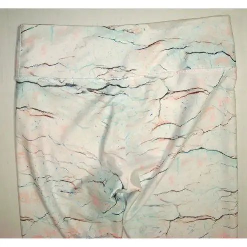 Body Language Activewear Leggings Saks USA White Blue EUC L Yoga Pilates Gym Size L